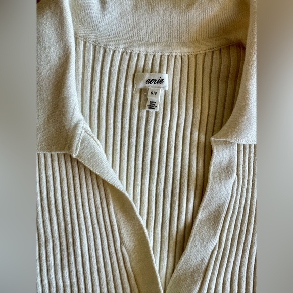 Aerie | Button Down Collar Ribbed Crop Sweater - Picture 6 of 10